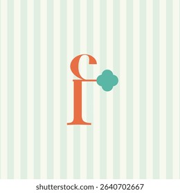 F Letter Monogram Logo. Wedding Logo. Kids Logo. Fun F typography logo icon.