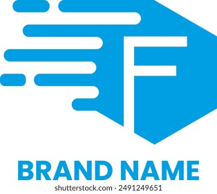 F-Buchstabe bewegliches Paket Logo Design