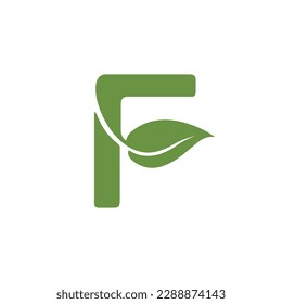 F letter nature leaf combination vector logo design