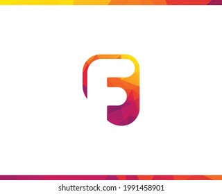 F Letter Negative Space Colorful Logo Design Vector Template