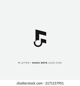 F letter with negative space music note sign logo icon