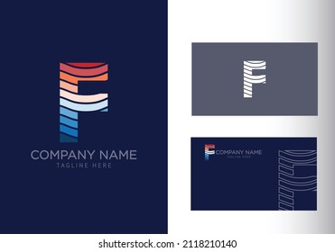 F letter with ocean waves and sunset beach vibes. Font style, vector design template elements for your travel, tour, vacation, and summer party corporate identity.
