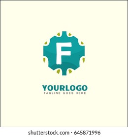 F letter pattern logo. Abstract hexagon design template. Colorful creative sign. Universal vector icon.