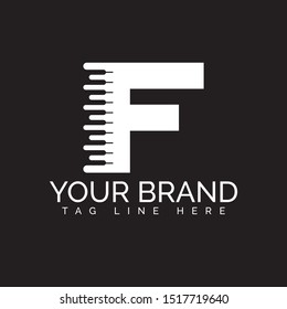 F Letter piano logo vector template. Music Icon.