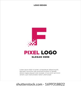 F Letter pixel logo design modern template