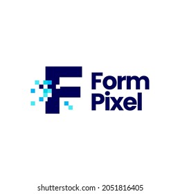 f letter pixel mark digital 8 bit logo vector icon illustration