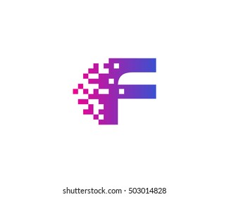 F Letter Pixel Motion Logo Design Template 