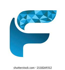 F carta con el concepto del logo del prisma, moderno limpio y mínimo logo. aislado en fondo blanco
