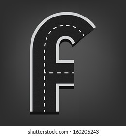 F letter. Road font