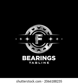 F Letter roller bearing letter logo icon vector emblem art