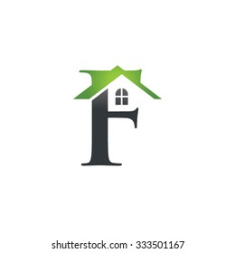 F letter roof shape logo green