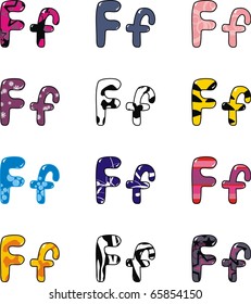 "F" letter set in vector format very easy to edit