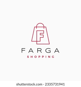 F letter Shop Shopping Bag Logo Vector Icon illustration