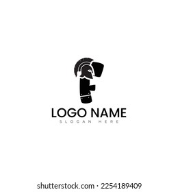 F letter with Spartan logo vector illustration design