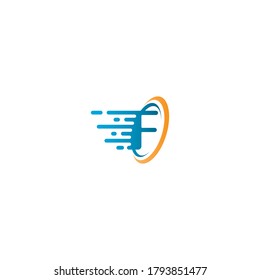 F Letra Speed Circle Logo, Letra conceptual F + Velocidad del icono + círculo