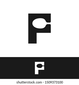 F Letter Spoon Logo Design Template Inspiration, Vector Illustration.
