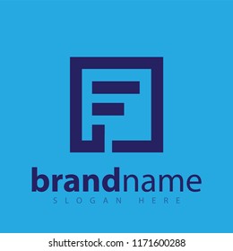F Letter in Square Line Logo stock template