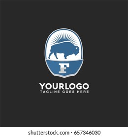 F Letter Steak House vintage Label. Power Business logo