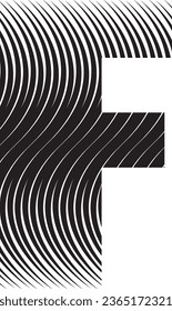F letter stripes logo design element in black colour