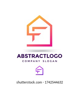 F letter symbol logo Icon Design - home monogram template for real estate.