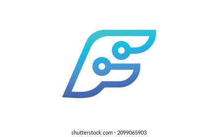 F Letter Tech logo set with gradient design