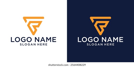 F letter technology identity logo icon vector design, forward arrow with F letter graphic concept for brand technology, technology finance logo design.