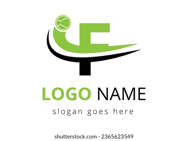 F Letter with Tennis Sports Logo Template Design. Tennis Sport Academy Sign, Club Symbol. business, and company identity