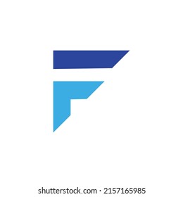 F letter that also resembling an arrow to the left corner and half of square