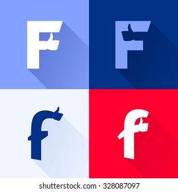F letter with thumb up set. Vector logo design template elements for your application or corporate identity.