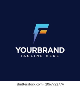 F letter with thunder symbol. logo type. Alphabet is suitable for fast, power, electricity, identity, etc