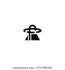 f letra ufo logotipo simples e criativo.