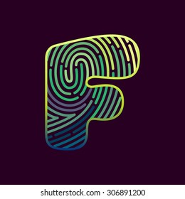 F letter Vector fingerprint design template elements. 