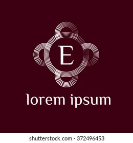 F letter vector logo with circle calligraphic borders (icon, sign, symbol, monogram)