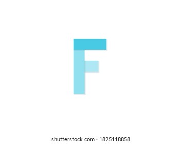 F letter, vector logo, paper cut desing font made of blue color tones .Isolated on white background. Eps10 illustration