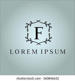F letter vector logo template (sign, symbol, emblem, ornament)