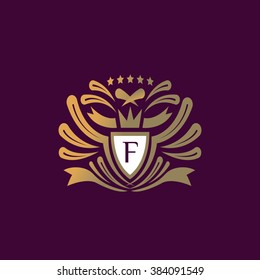 F letter vector logo template (sign, symbol, emblem, ornament)