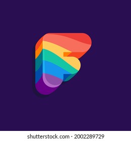 F letter volume logo with Pride LGBTQ flag pattern. Vector Illustration perfect for your rainbow identity, transgender banner, gays and lesbians posters, bisexual design, etc.