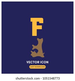 "F" Letter Water Reflection Vector Icon Illustration