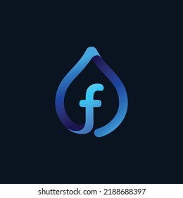 icono del logotipo del vector de agua de letra f