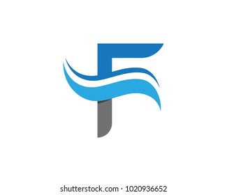 F Letter Water wave Logo Template vector illustration design