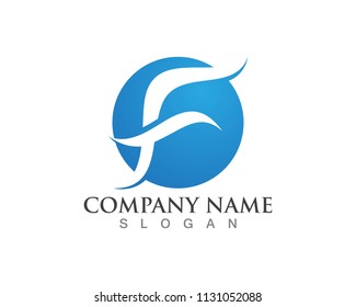 F Letter Water wave Logo Template vector illustration design
