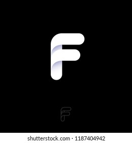 F letter white monogram. F logo. Web, UI icon. White logo on a dark background. Contour option.