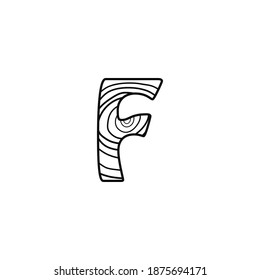 F Letter Wood Texture  logo vintage vector design