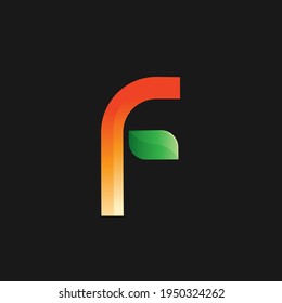 F diseño del logo con membrete abstrack con hojas verdes