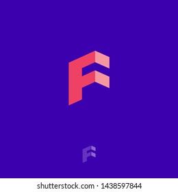 F Letters geometric logo. F cube monogram. Construction logo like Isometric projection. 3D imitation illustration.