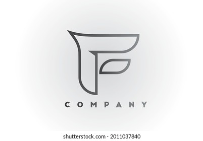 F line grey white gradient alphabet letter logo icon with white background. Business creative design for corporate and template
