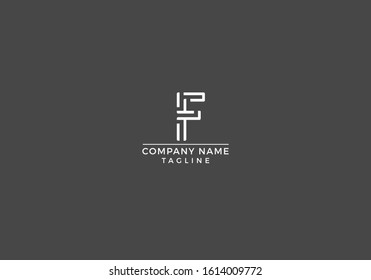 F Line Letter Logo Abstract Design Vector with grey and white Color.