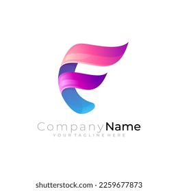 F logo, Abstract Letter F logo and modern design, 3d colorful
