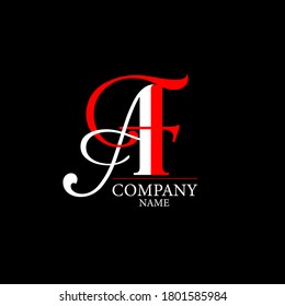 A F Logo. AF Letter Design Template Vector with Black Red Color.