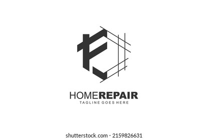 F logo architecture for construction company. property template vector illustration for your brand.